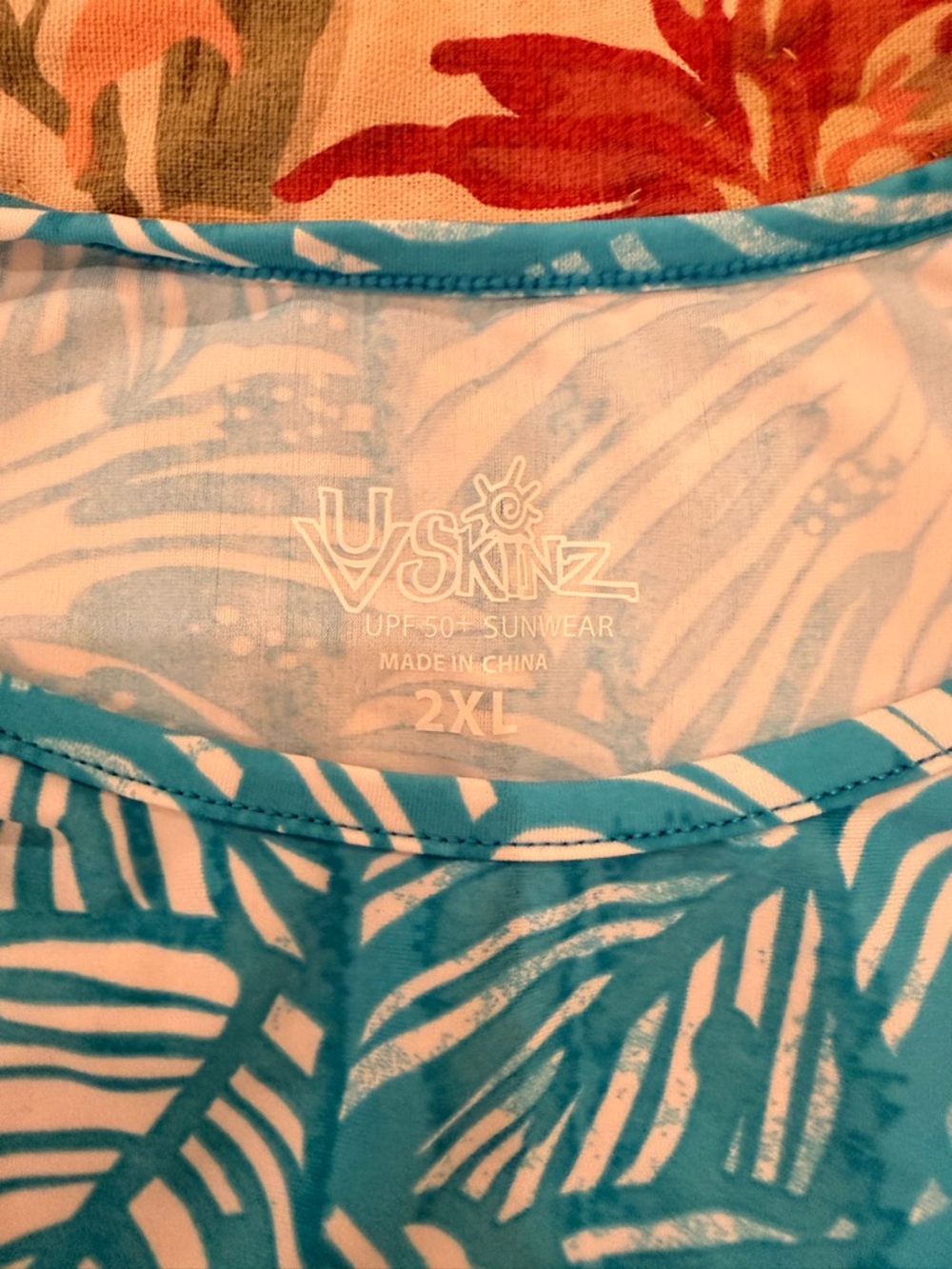 UV SKINZ 2 PIECE SET,SIZE 2X SHORTS NWT, RASHGUARD  NEW NO TAG, AQUA BLUE/WHITE. - Picture 15 of 15